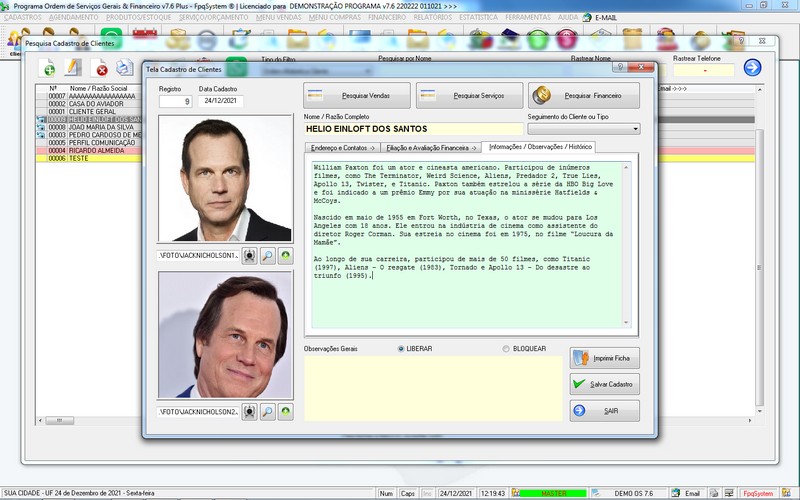Imagens do Programa Servi�os Gerais v7.6 Plus