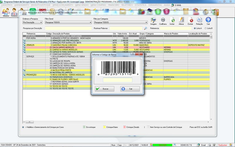 Imagens do Programa Servi�os Gerais v7.6 Plus