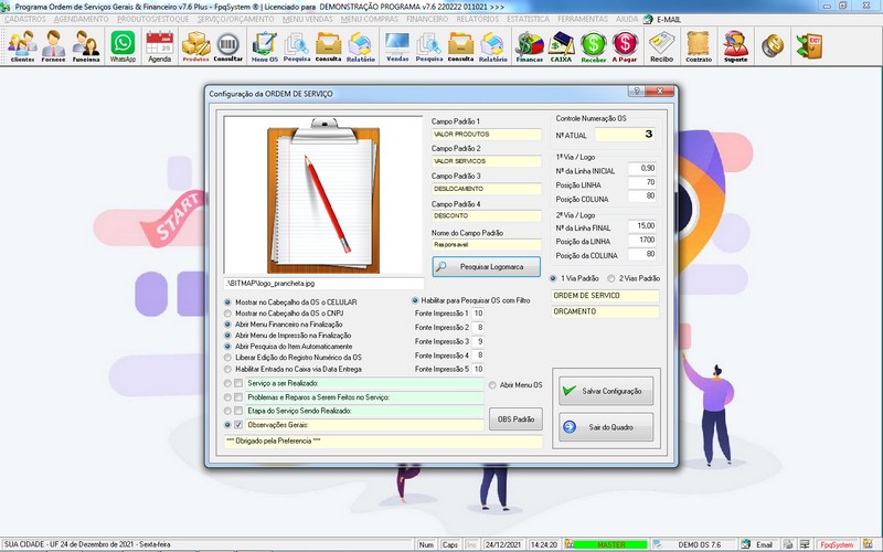 Imagens do Programa Servi�os Gerais v7.6 Plus