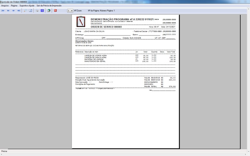 Imagens do Programa Servi�os Gerais v7.6 Plus