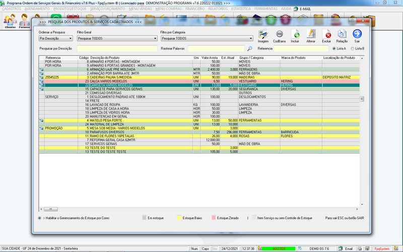 Imagens do Programa Servi�os Gerais v7.6 Plus