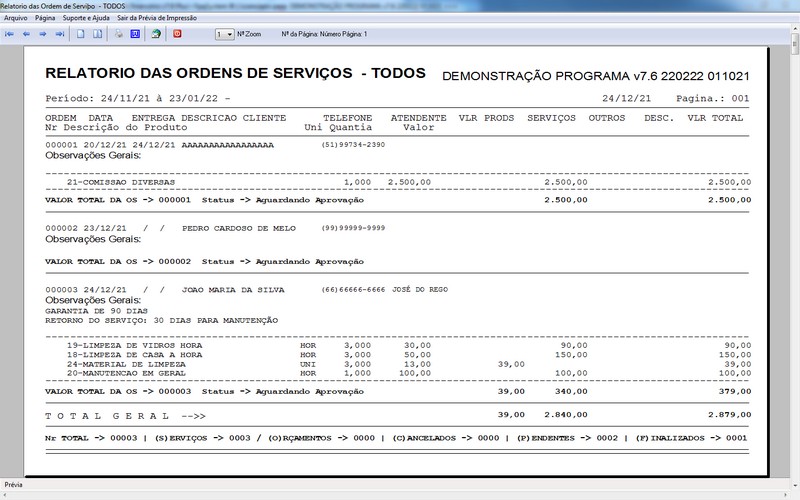 Imagens do Programa Servi�os Gerais v7.6 Plus