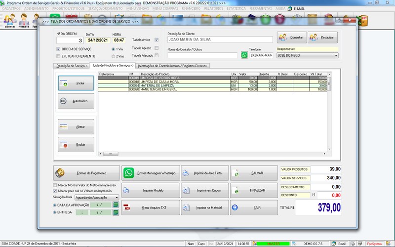 Imagens do Programa Servi�os Gerais v7.6 Plus