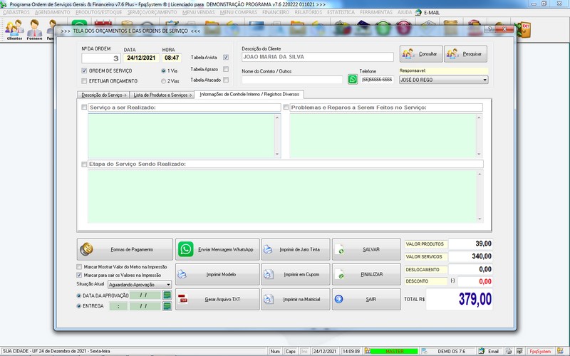 Imagens do Programa Servi�os Gerais v7.6 Plus