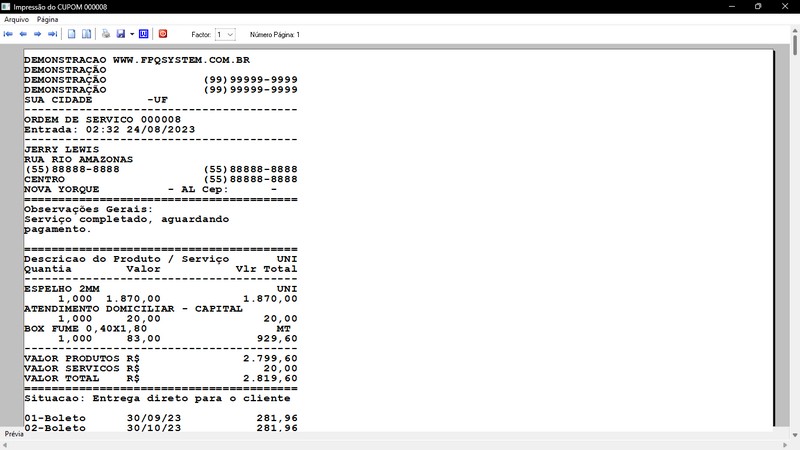 Imagens do Programa Vidra�aria e Esquadria v7.7 Plus