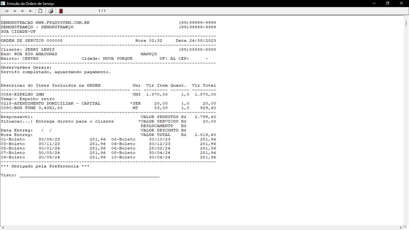 Imagens do Programa Vidra�aria e Esquadria v7.7 Plus