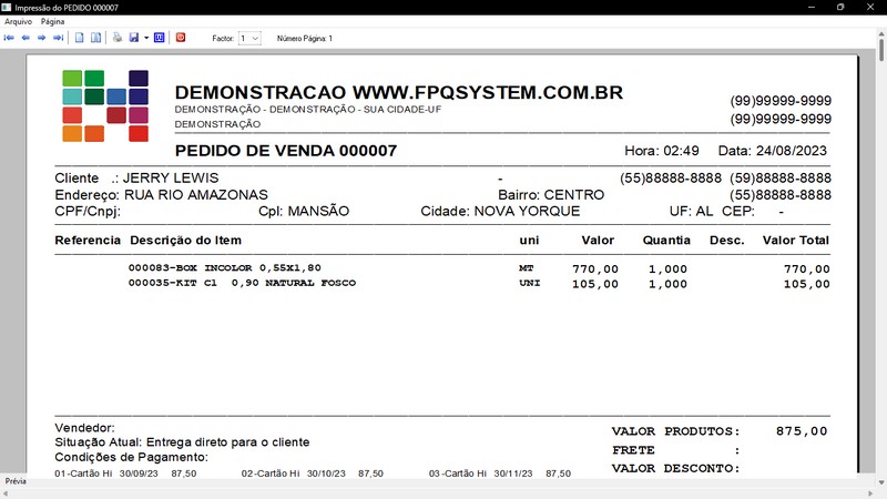 Imagens do Programa Vidra�aria e Esquadria v7.7 Plus