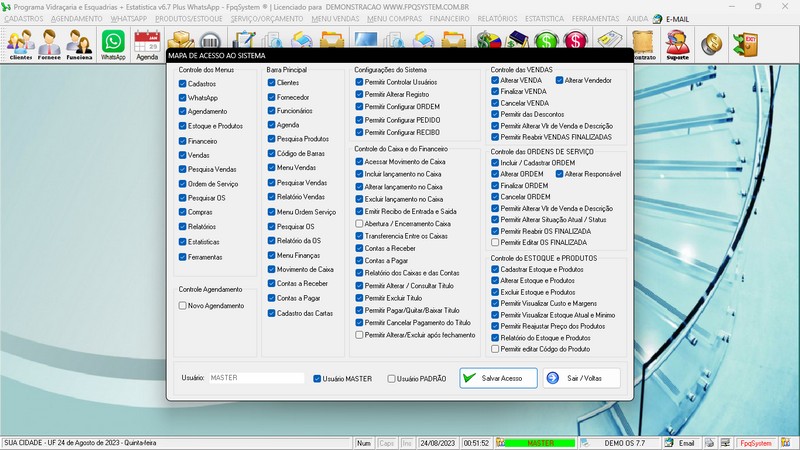Imagens do Programa Vidra�aria e Esquadria v7.7 Plus