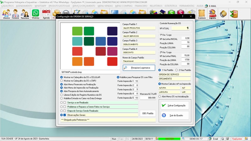 Imagens do Programa Vidra�aria e Esquadria v7.7 Plus