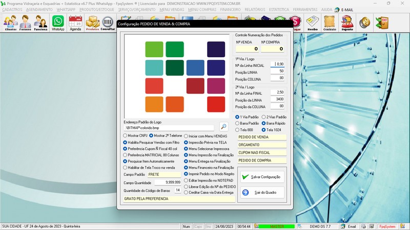 Imagens do Programa Vidra�aria e Esquadria v7.7 Plus