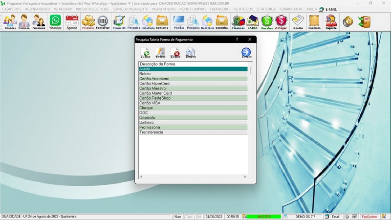 Imagens do Programa Vidra�aria e Esquadria v7.7 Plus