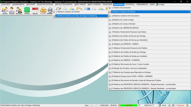 Imagens do Programa Vidra�aria e Esquadria v7.7 Plus