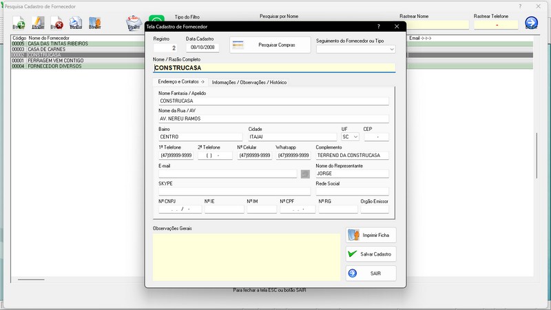 Imagens do Programa Vidra�aria e Esquadria v7.7 Plus