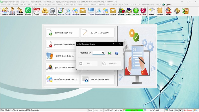 Imagens do Programa Vidra�aria e Esquadria v7.7 Plus