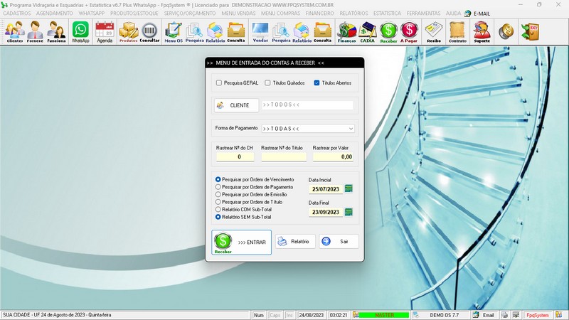 Imagens do Programa Vidra�aria e Esquadria v7.7 Plus