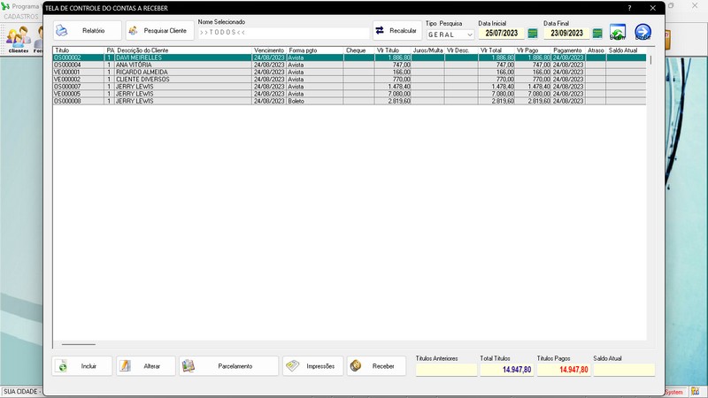 Imagens do Programa Vidra�aria e Esquadria v7.7 Plus