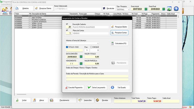 Imagens do Programa Vidra�aria e Esquadria v7.7 Plus