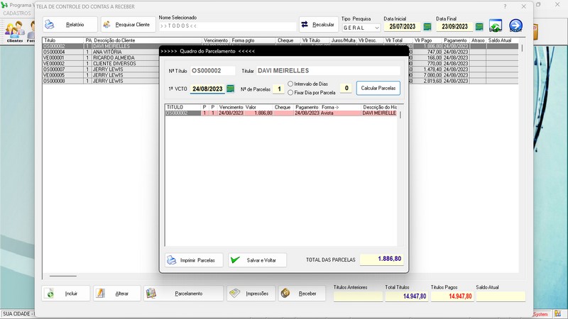 Imagens do Programa Vidra�aria e Esquadria v7.7 Plus