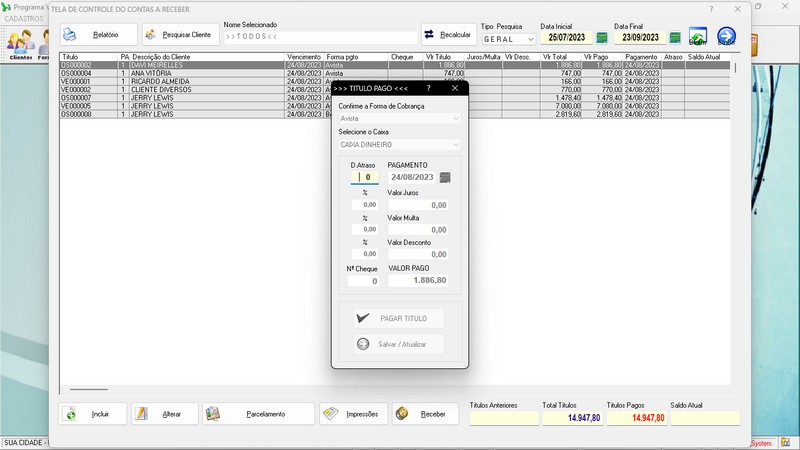 Imagens do Programa Vidra�aria e Esquadria v7.7 Plus