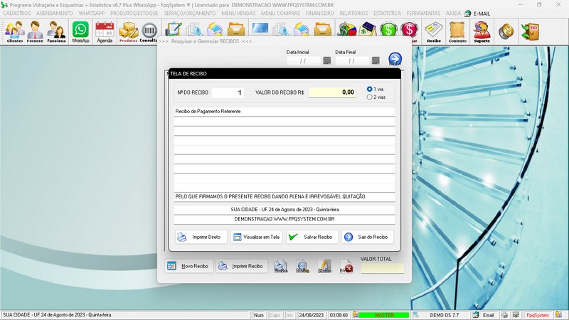 Imagens do Programa Vidra�aria e Esquadria v7.7 Plus