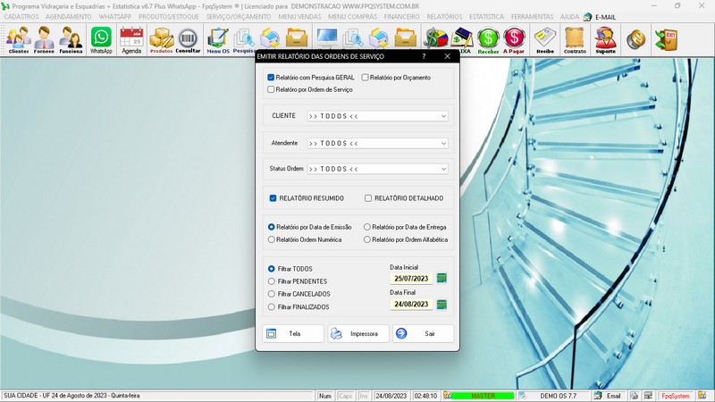 Imagens do Programa Vidra�aria e Esquadria v7.7 Plus