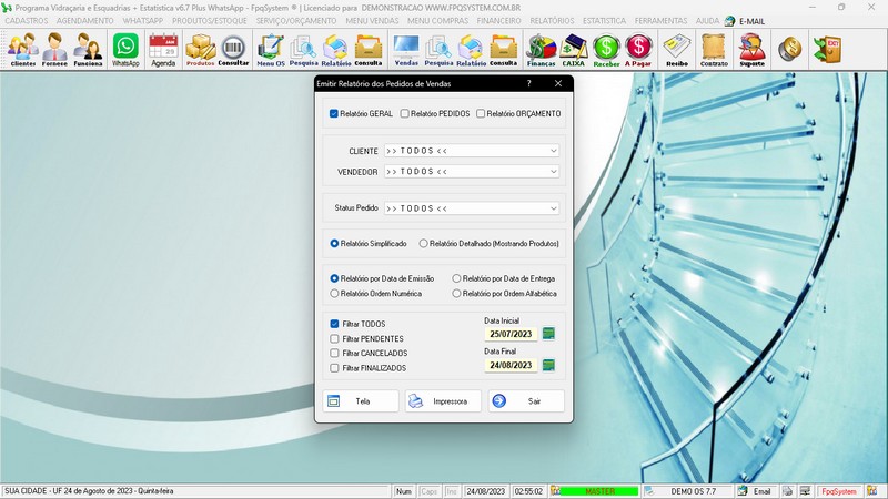 Imagens do Programa Vidra�aria e Esquadria v7.7 Plus