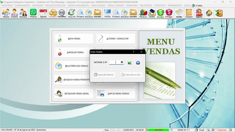 Imagens do Programa Vidra�aria e Esquadria v7.7 Plus