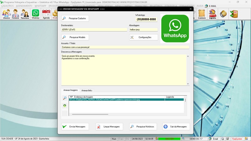 Imagens do Programa Vidra�aria e Esquadria v7.7 Plus