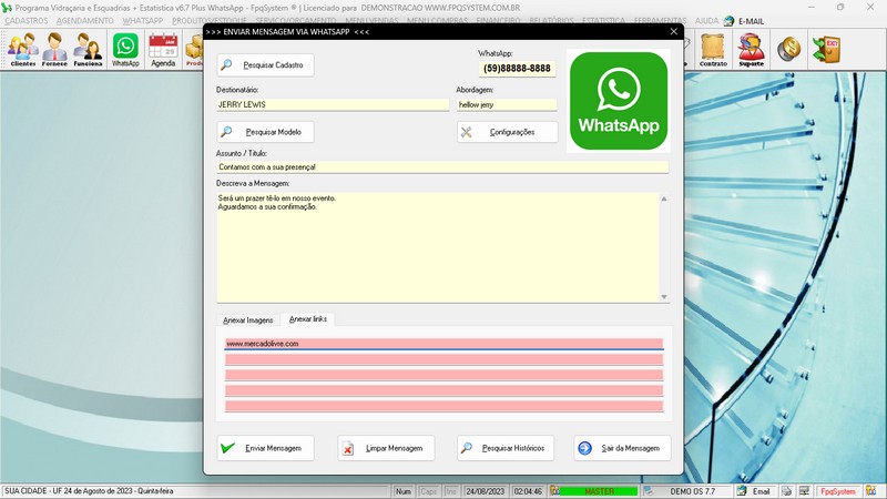 Imagens do Programa Vidra�aria e Esquadria v7.7 Plus