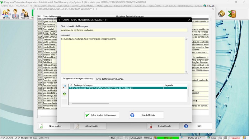 Imagens do Programa Vidra�aria e Esquadria v7.7 Plus