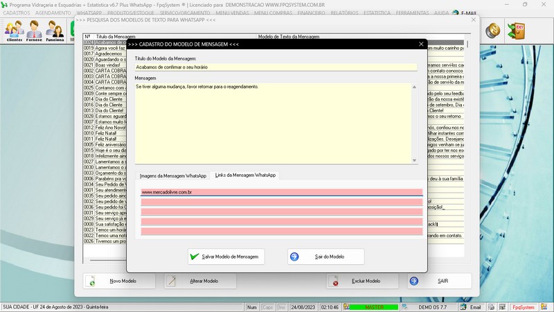 Imagens do Programa Vidra�aria e Esquadria v7.7 Plus