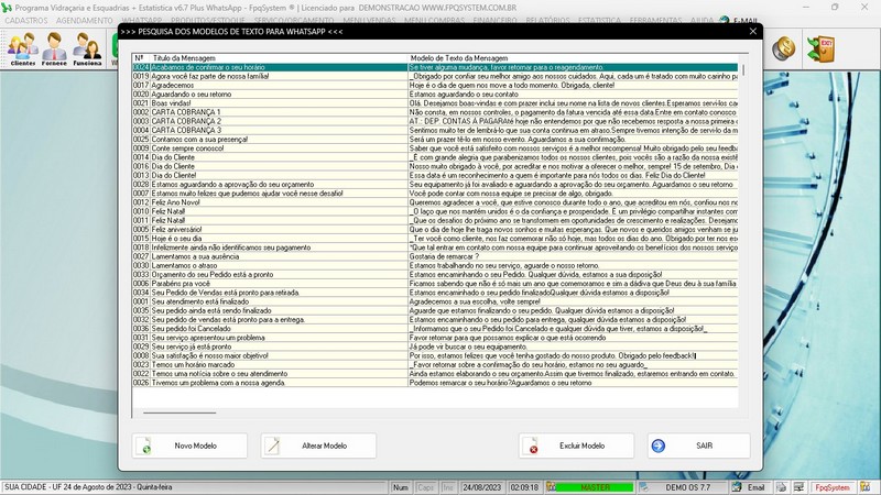 Imagens do Programa Vidra�aria e Esquadria v7.7 Plus