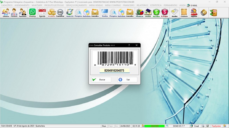 Imagens do Programa Vidra�aria e Esquadria v7.7 Plus