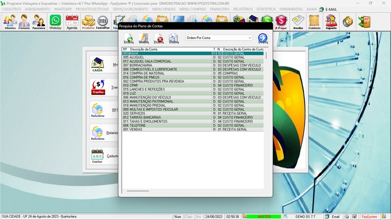 Imagens do Programa Vidra�aria e Esquadria v7.7 Plus