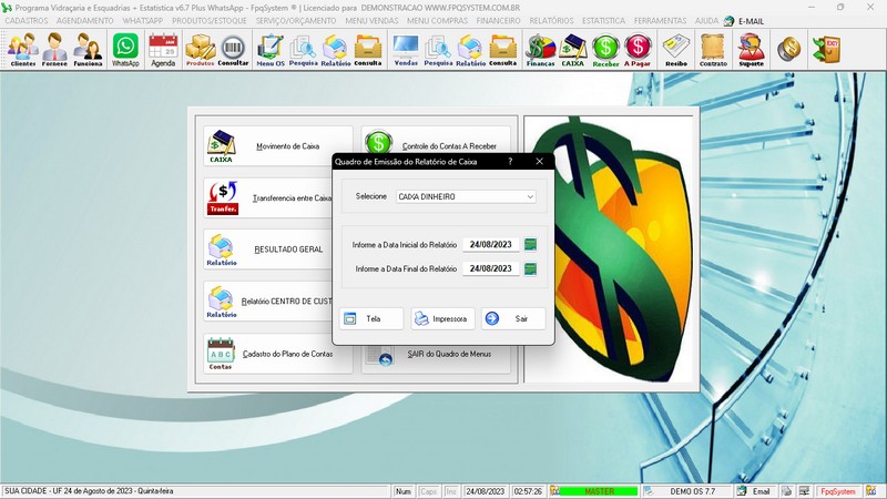 Imagens do Programa Vidra�aria e Esquadria v7.7 Plus