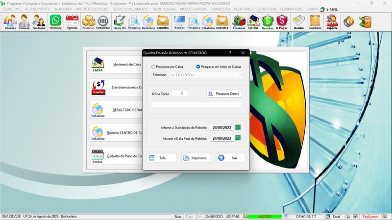 Imagens do Programa Vidra�aria e Esquadria v7.7 Plus