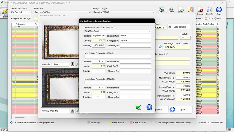 Imagens do Programa Vidra�aria e Esquadria v7.7 Plus
