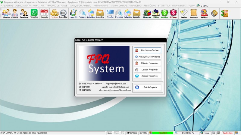 Imagens do Programa Vidra�aria e Esquadria v7.7 Plus