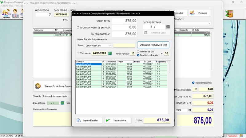 Imagens do Programa Vidra�aria e Esquadria v7.7 Plus