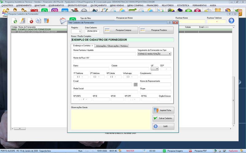 Programa OS Assist�ncia T�cnica 8.0 Plus