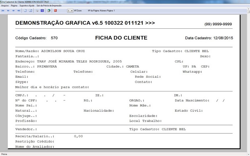 Imagens do Programa Grafica 6.5