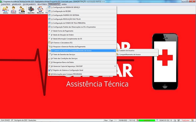 Programa OS Assist�ncia T�cnica para Celular 1.0 Plus