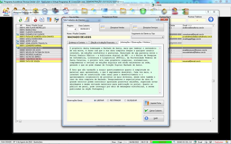 Programa OS Assist�ncia T�cnica para Celular 3.0 Plus