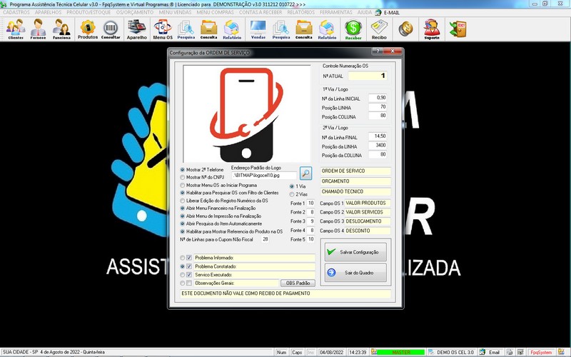 Programa OS Assist�ncia T�cnica para Celular 3.0 Plus