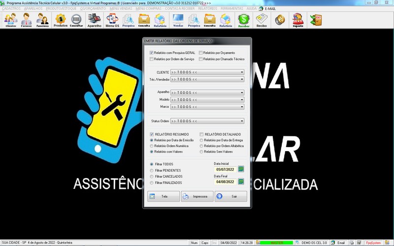 Programa OS Assist�ncia T�cnica para Celular 3.0 Plus