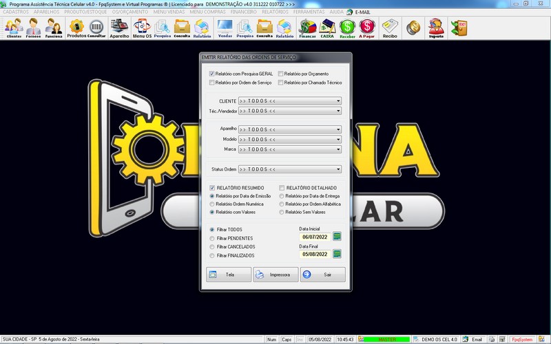Programa OS Assist�ncia T�cnica para Celular 4.0 Plus