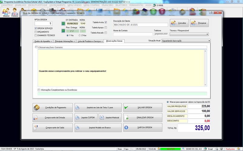 Programa OS Assist�ncia T�cnica para Celular 4.0 Plus