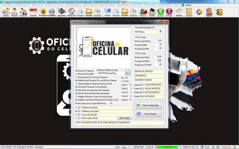 Programa OS Assist�ncia T�cnica para Celular 5.0 Plus