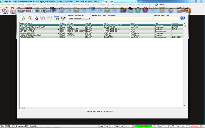 Programa OS Assist�ncia T�cnica para Celular 5.0 Plus