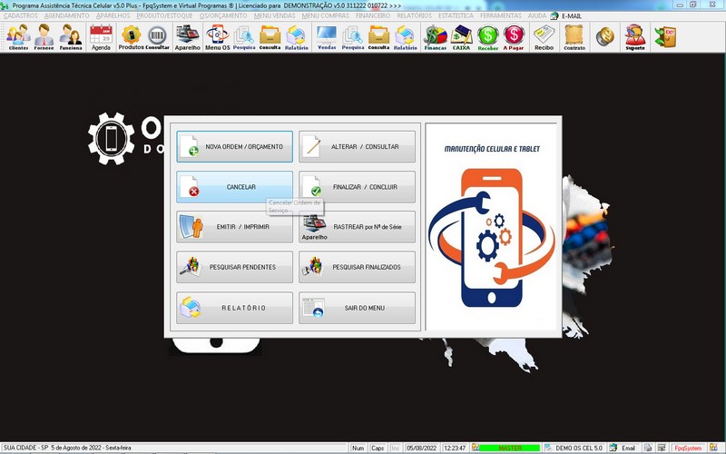 Programa OS Assist�ncia T�cnica para Celular 5.0 Plus